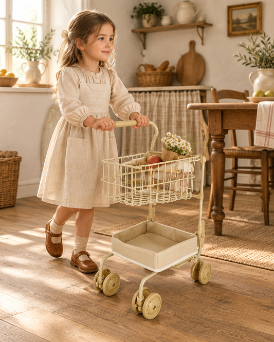 Caddie Enfant Marché — utilisé par une petite fille en cuisine française